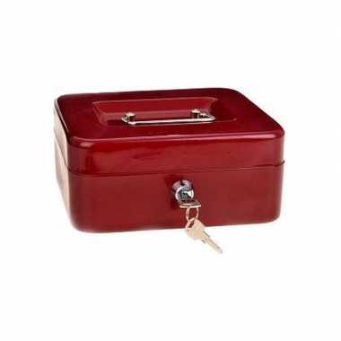 Set van 2x stuks geldkistjes/kluisjes rood met inleglade 20 cm